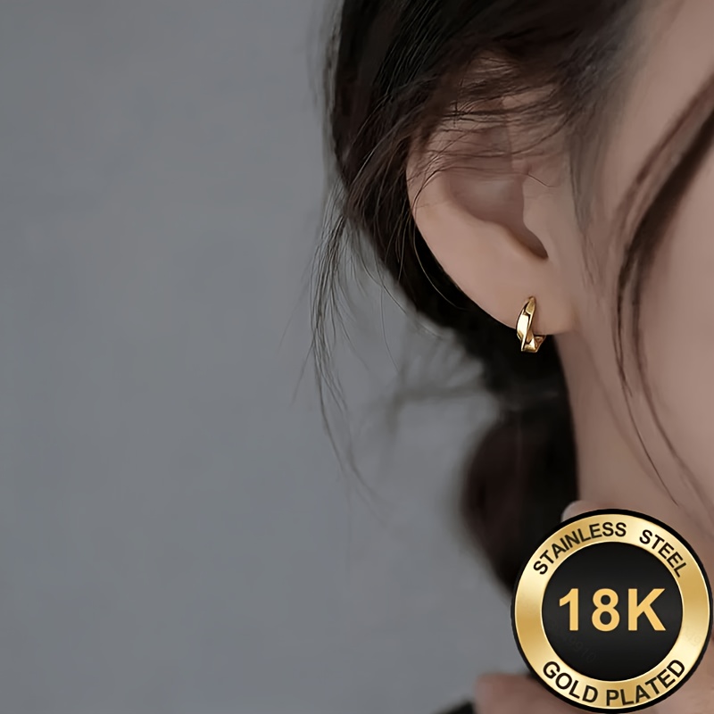 Women's 18K Gold-Plated Twisted Hoop Earrings